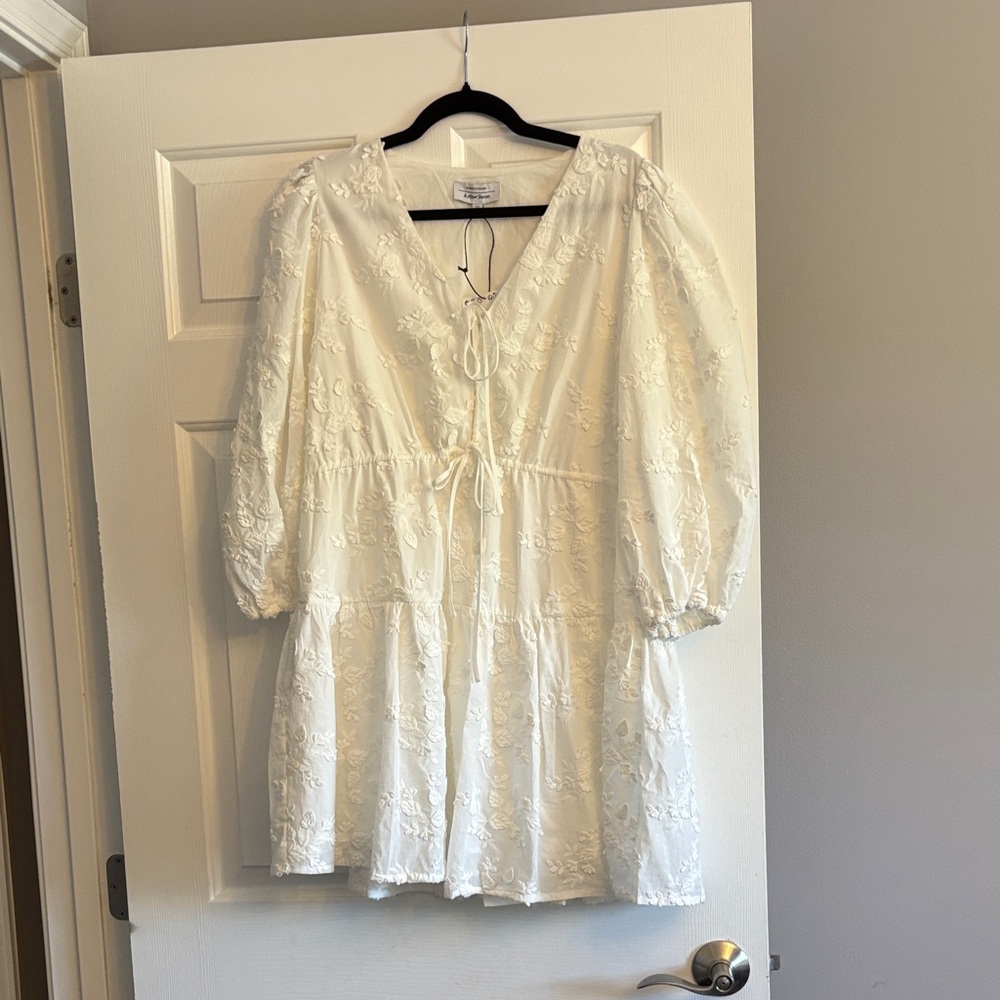 & Other Stories White Dress with Floral Details